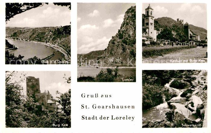 St Goarshausen Blick von der Loreley Burg-Katz