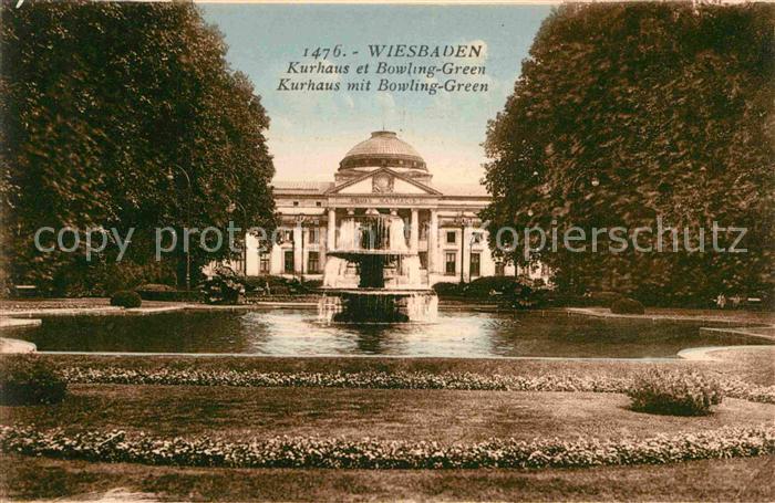 Wiesbaden Kurhaus mit Bowling Green Brunnen