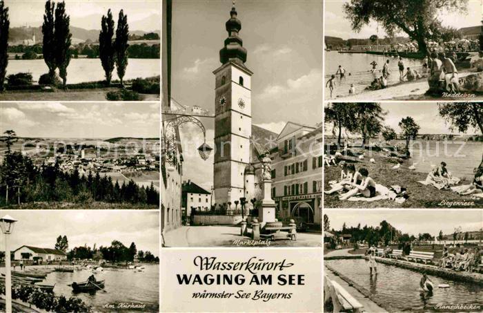 Waging See Marktplatz Badestelle Kurhaus Kirche