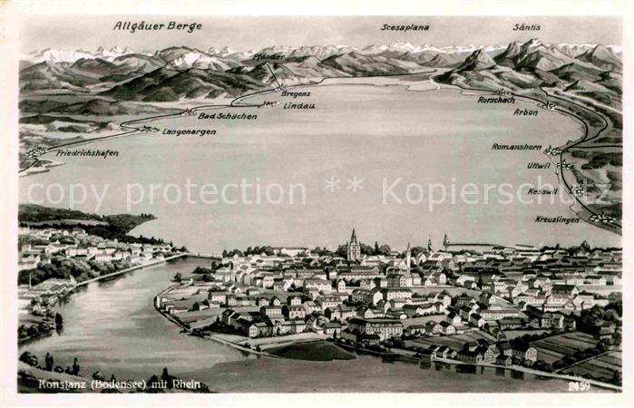 Konstanz Bodensee Panorama mit Rhein