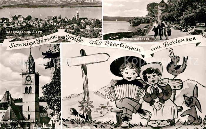 ueberlingen Bodensee Fliegeraufnahme Uferpromenade Nikolaimuenster