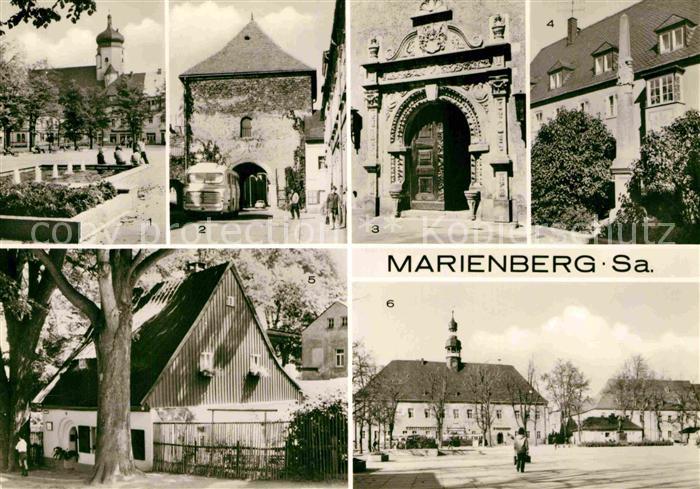 Marienberg Erzgebirge Marktplatz Zschopauer Tor Postmeilensaeule Lindenhaeusl