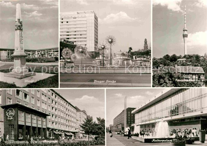 DRESDEN Elbe Fernsehturm Prager Stra?e Ringcaf? Kulturpalas