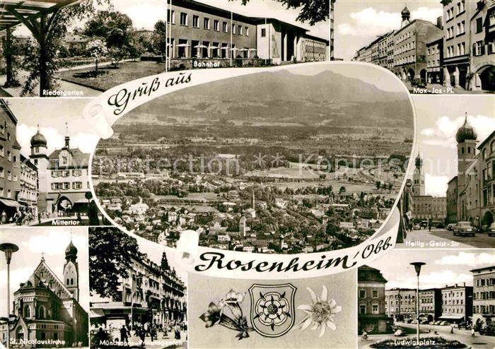 Rosenheim Bayern Mittertor Ludwigplatz Max Josef Platz Riedergarten Nicolauskirc