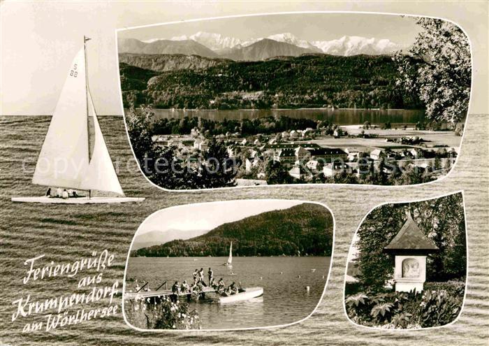Krumpendorf Woerthersee Segelboot Panorama Feldstock