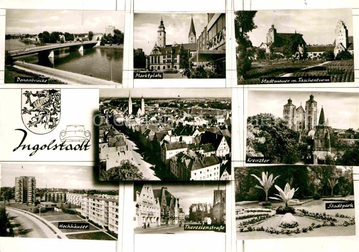 INGOLSTADT  CITY Marktplatz Stadtmauer Stadtpark Donaubruecke Taschenturm