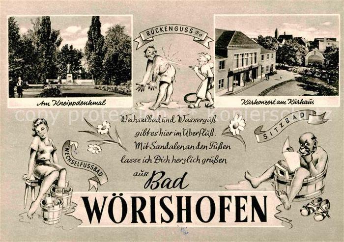 Bad Woerishofen Kneippdenkmal Kurkonzert Kurhaus Rueckenguss Wechselbad