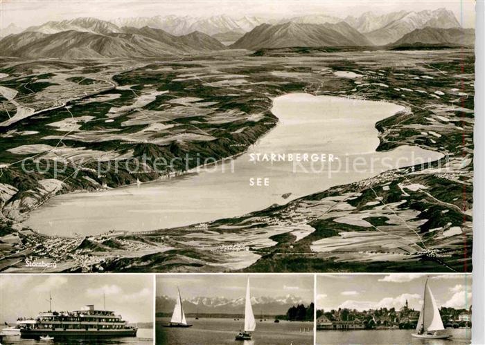 Starnbergersee Segelboote Faehrschiff Panoramakarte