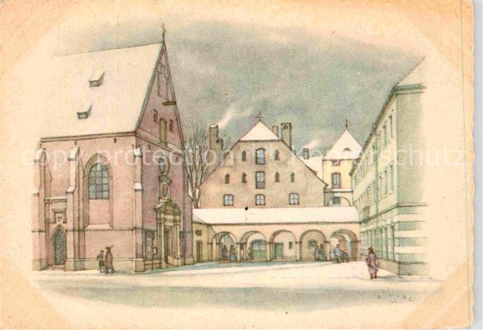 Muenchen Bayern Allerheiligen Kirche am Kreuz Zeichnung