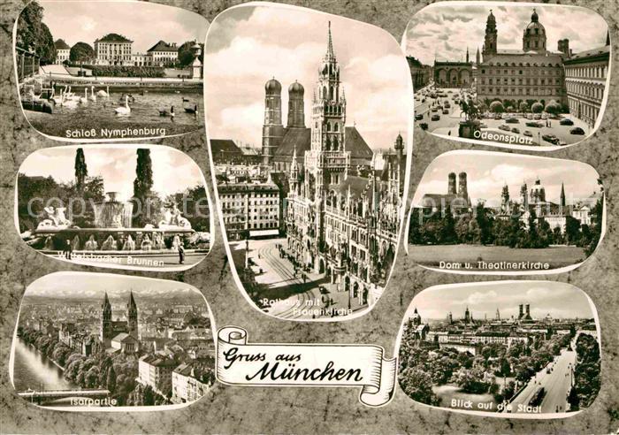 Muenchen Bayern Schloss Nympenburg Wittelsbacher Brunnen Dom Isar Rathaus
