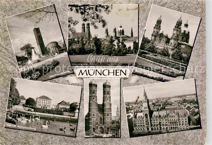 Muenchen Bayern Matthaeuskirche Theatinerkirche Schloss Nympenburg Rathaus