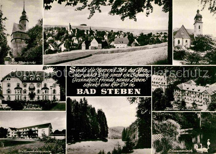 Bad Steben Alte Wehrkirche evangelische Kirche Schlosshotel Schwanenteich