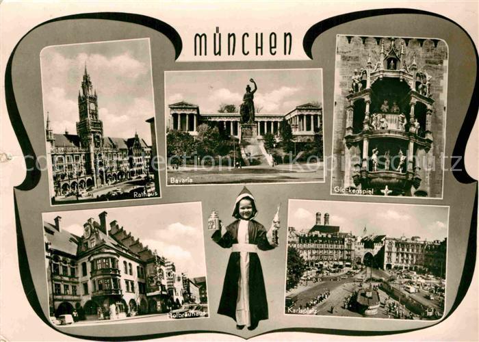 Muenchen Bayern Rathaus Bavaria Glockenspiel Hofbraeuhaus Karlsplatz