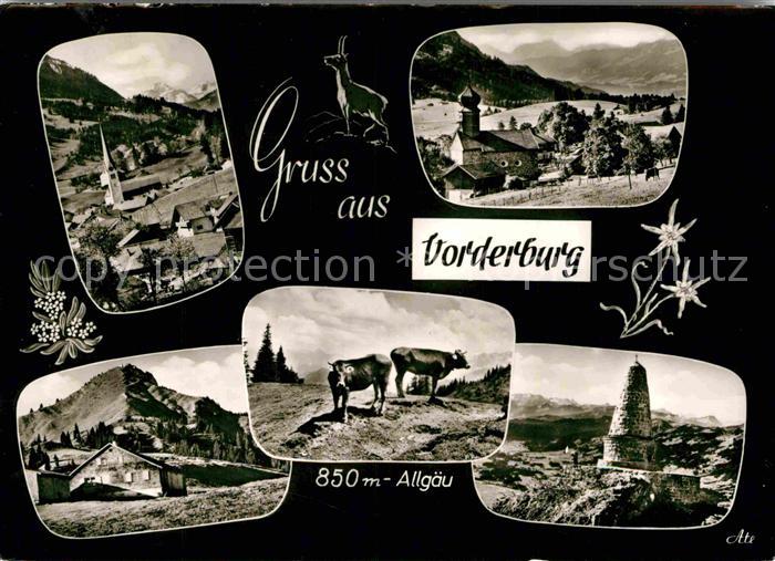 Vorderburg Immenstadt Kirchen Denkmal Kuehe Panorama