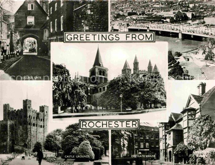 Rochester UK College Gate Bridge Castle Grounds Eastgate House