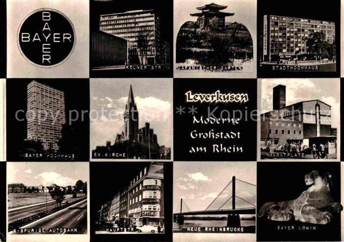 LEVERKUSEN  CITY Bayer Hochhaus Marktplatz Stadthochhaus Rheinbruecke Bayer Loew