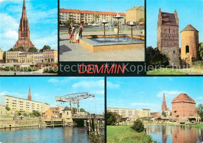 Demmin Mecklenburg Vorpommern Markt Bartholomaeuskirche Springbrunnen Luisentor