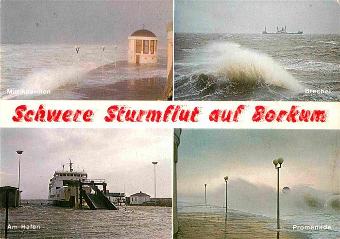 BORKUM Nordseebad Niedersachsen Schwere Sturmflut Brecher Musikpavillon Promenad