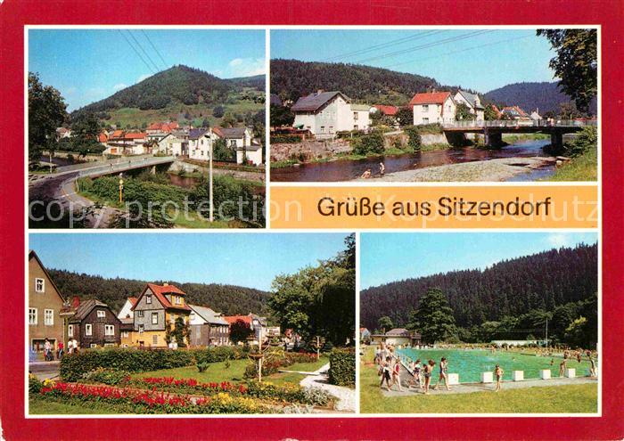 Sitzendorf Thueringen Teilansicht Partie an der Schwarza Ortsmotiv Freibad