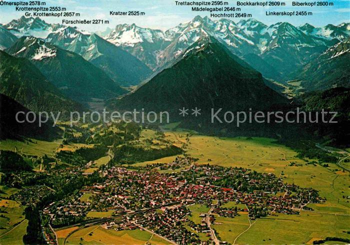 Oberstdorf Hoehenluftkurort Alpenpanorama Fliegeraufnahme