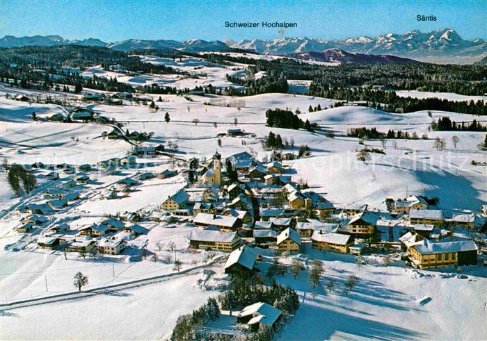 Oberreute mit Blick zu Schweizer Hochalpen Fliegeraufnahme
