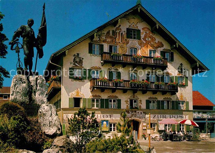 Kochel See 600 Jahre Hotel Gasthof Zur Post Schmied von Kochel Denkmal Statue Lu