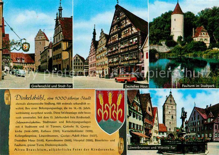Dinkelsbuehl Greifenschild Stadttor Deutsches Haus Fachwerkhaus Faulturm Stadtpa