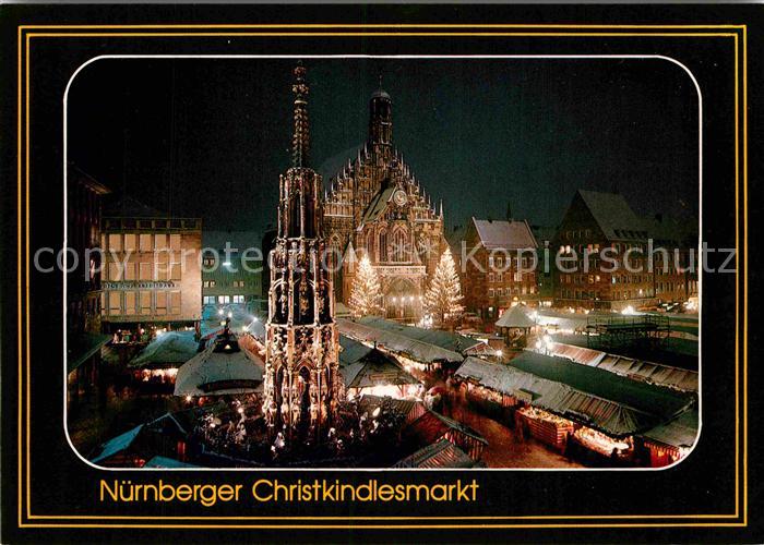 NueRNBERG  CITY Christkindlmarkt Schoener Brunnen Kirche Nachtaufnahme
