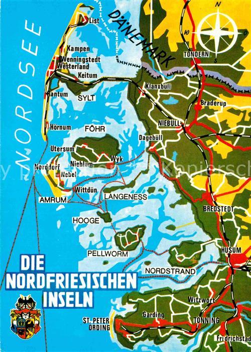 Nordfriesland Die Nordfriesischen Inseln Landkarte