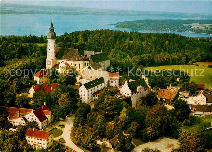 Andechs Kloster Kirche am Ammersee Fliegeraufnahme
