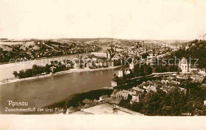 PAssAU Bayern Zusammenfluss der drei Fluesse