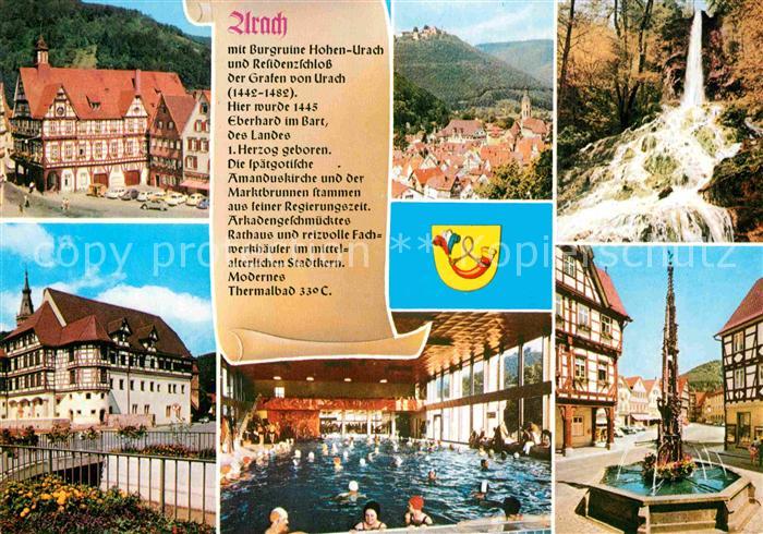 Urach Bad Brunnen Wasserfall Hallenbad Marktplatz