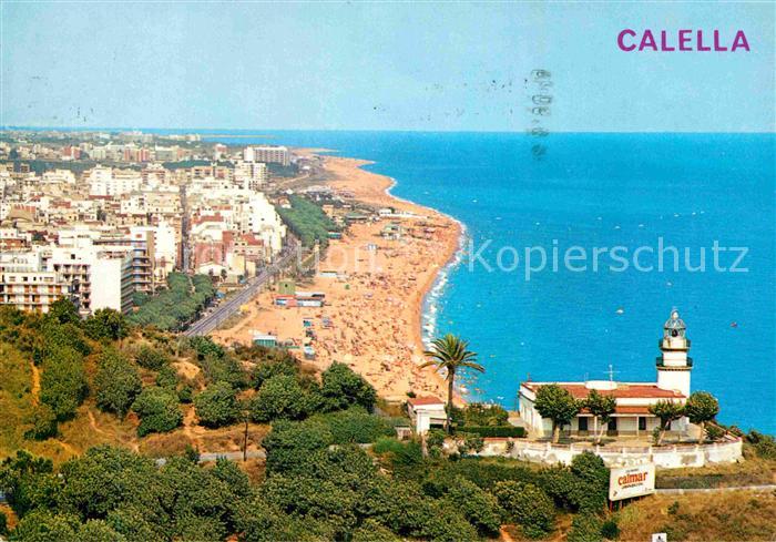 Calella Fliegeraufnahme Strand Leuchtturm