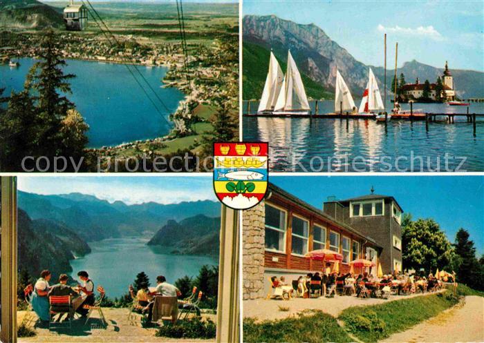 Gmunden Salzkammergut Gruenbergseilbahn mit Hoehenrestaurant Partie am Traunsee