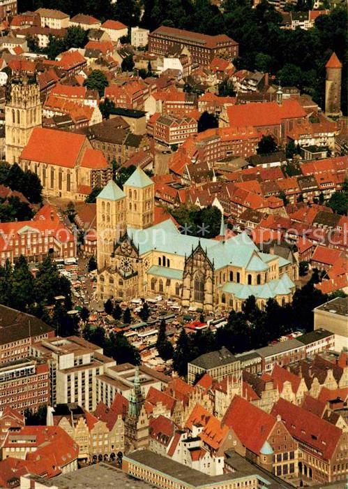 Muenster Westfalen Fliegeraufnahme Stadtzentrum mit St. Paulus-Dom ueberwasserki