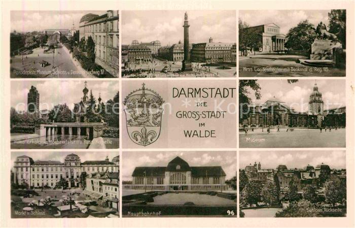 Darmstadt Paradeplatz Museum Schloss Denkmal Theater Russische Kapelle Markt Bah