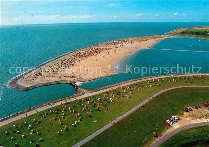 Buesum Nordseebad Blick zum Sandstrand Fliegeraufnahme