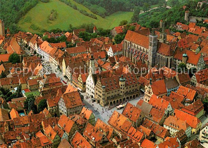Rothenburg Tauber Historischer Stadtkern Rathaus St Jakobskirche Fliegeraufnahme