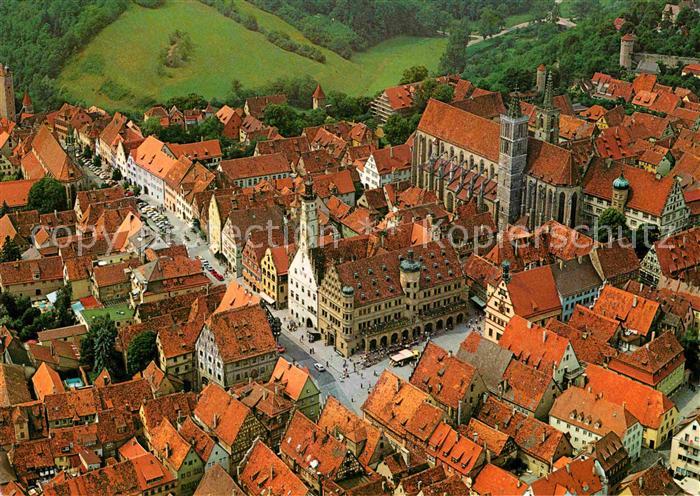 Rothenburg Tauber Historischer Stadtkern Rathaus St Jakobskirche Fliegeraufnahme