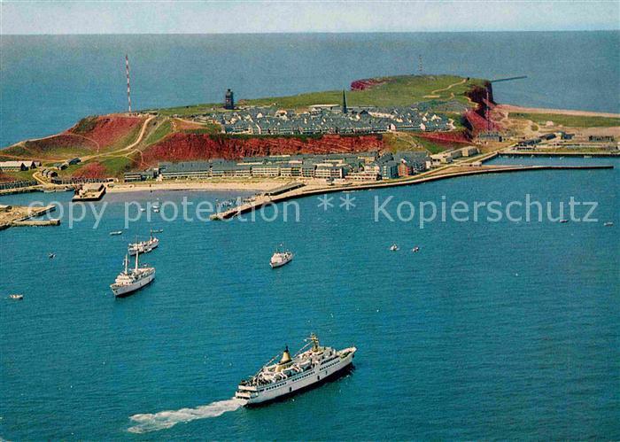 HELGOLAND Insel Schleswig-Holstein Reede und Insel Faehre Fliegeraufnahme