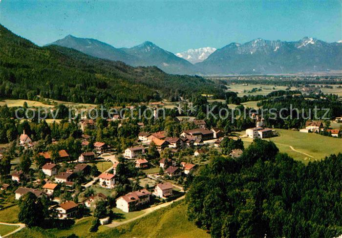 Bad Heilbrunn Gesamtansicht mit Alpenpanorama Fliegeraufnahme