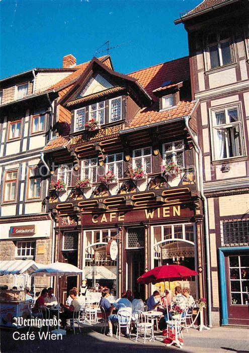 Wernigerode Harz Cafe Wien Strassencafe Fachwerkhaus