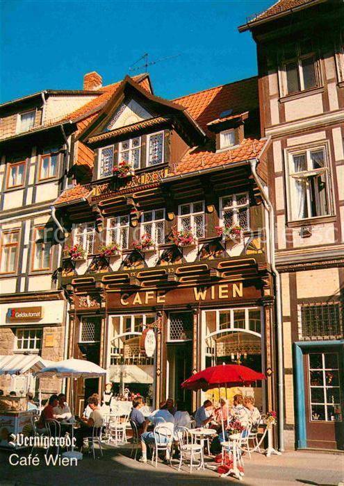 Wernigerode Harz Cafe Wien Strassencafe Fachwerkhaus