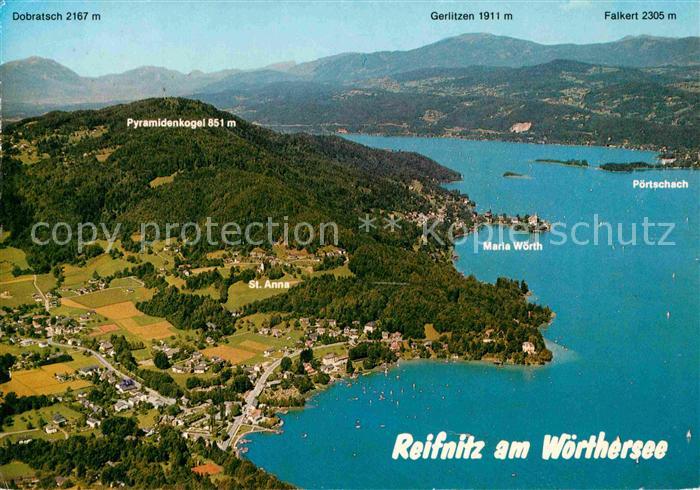 Reifnitz Woerthersee mit Alpen Fliegeraufnahme