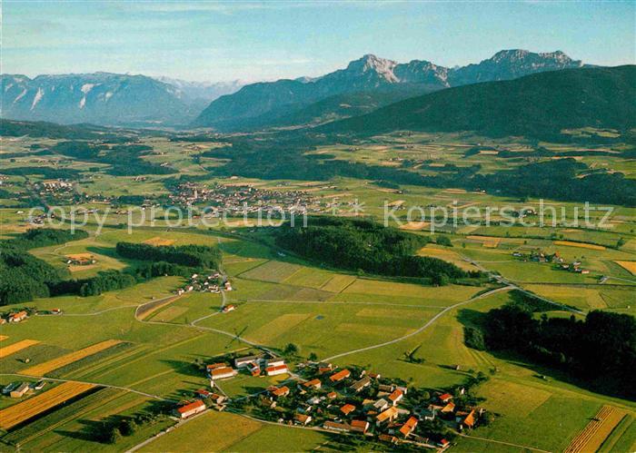 Holzhausen Teisendorf mit Untersberg Hochstaufen und Zwiesel Alpen Fliegeraufnah