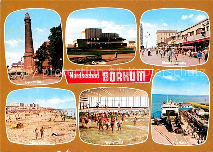 BORKUM Nordseebad Niedersachsen Leuchtturm Kurhaus Bismarckstrasse Strand Wellen