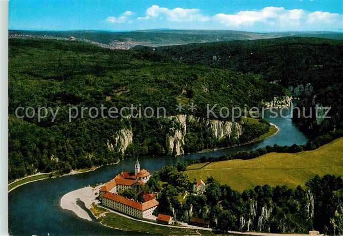 Weltenburg Kelheim Fliegeraufnahme Kloster Weltenburg mit Donaudurchbruch