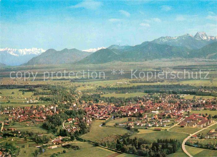 Bad Aibling Fliegeraufnahme mit Wendelstein und Wilder Kaiser