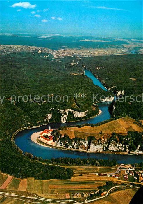 Kelheim Kloster Weltenburg mit Donaudurchbruch Fliegeraufnahme