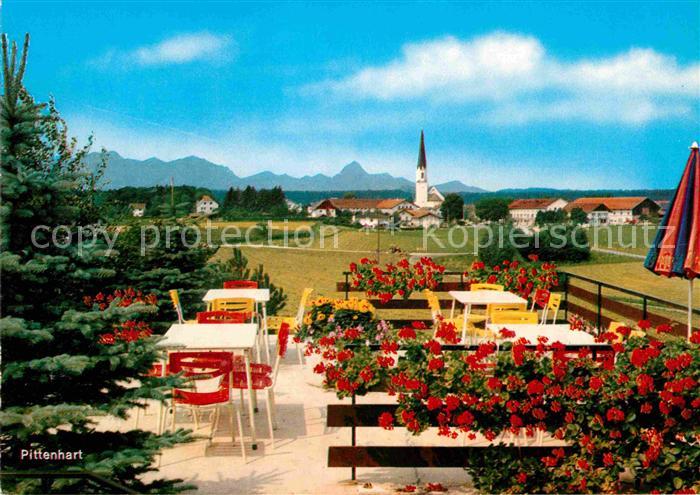 Pittenhart Cafe Pension Mariandl Terrasse Ortsblick